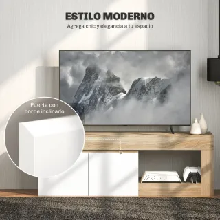 Mesa TV 2 Puertas Madera y Blanca