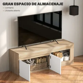 Mesa TV 2 Puertas Madera y Blanca