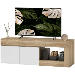 Mesa TV 2 Puertas Madera y Blanca