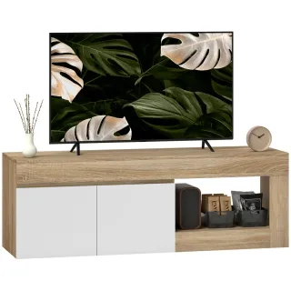 Mesa TV 2 Puertas Madera y Blanca