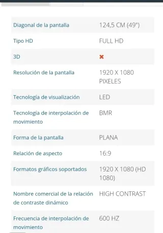 Televisión Panasonic Led TX49ES500E Negra