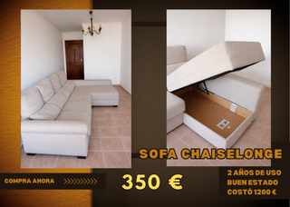 Sofá chaise longue beige 2,90m