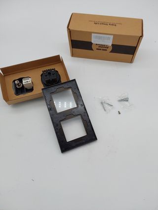 TAWOIA Enchufe Schuko, 1 compartimento con 1/2 ordenador RJ45 Cat6 Internet enchufe y 1/2 USB (2,4 A), marco de cristal empotrad