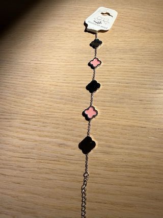 Bracciale Stile Van Cleef Rosa Argento