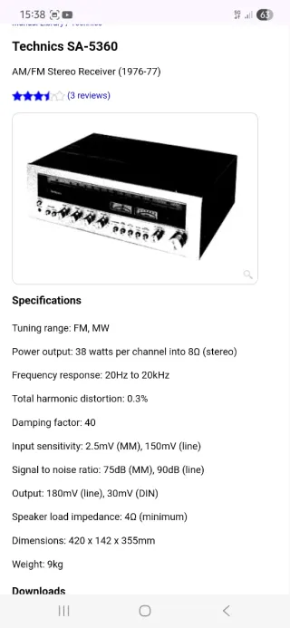 Technics SA-5360 Receptor.