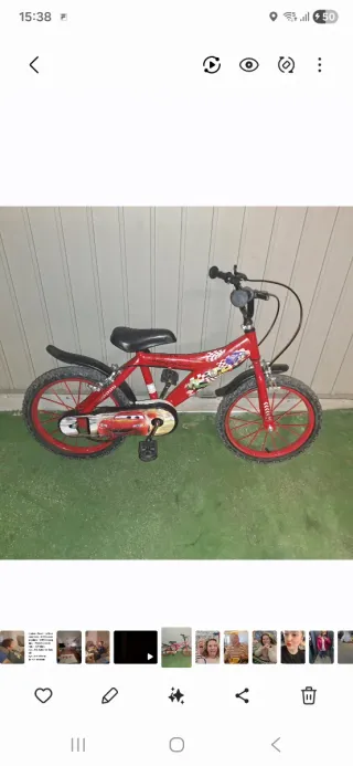 Bicicleta Infantil Roja Cars