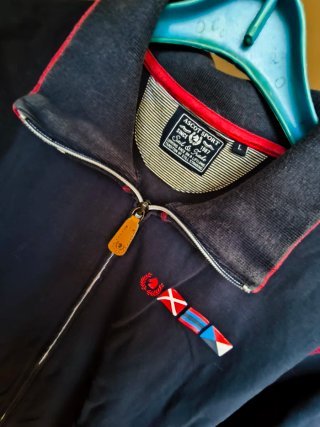 Cardigan blu, Ascot Sport con zip, cotone 100%