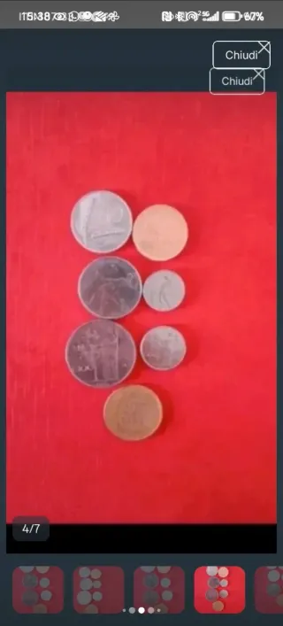 Lotto 7 monete Lire Italiane