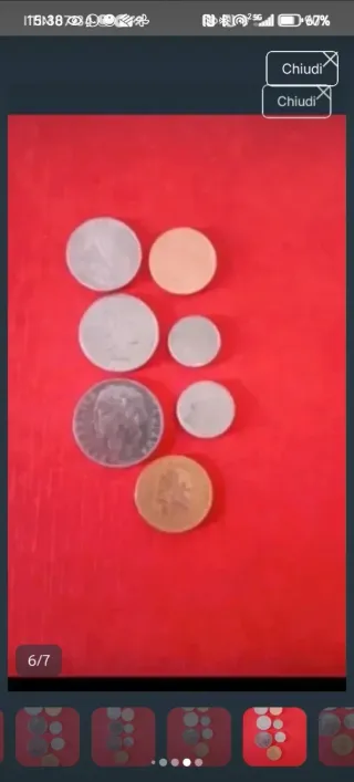 Lotto 7 monete Lire Italiane