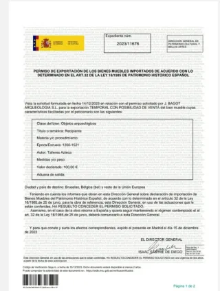 Pieza Arqueologica 1200 a 1500 d.c.