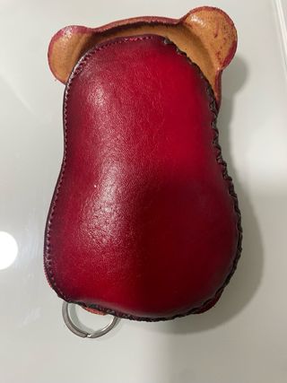 Monedero/Llavero Oso Piel Rojo y Marrón
