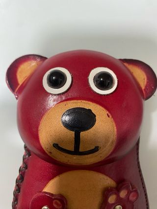 Monedero/Llavero Oso Piel Rojo y Marrón
