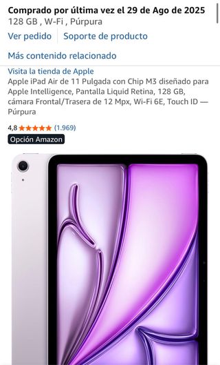 iPad Air 11 Púrpura 128GB Wi-Fi