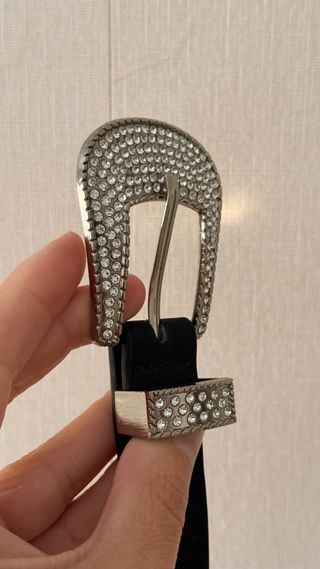 Cinturón Sfera Negro con Hebilla Brillante