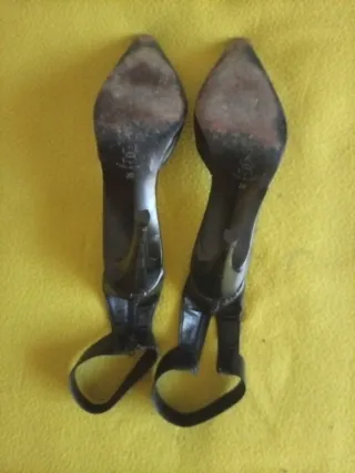 Scarpe vera pelle tacco alto vintage nere