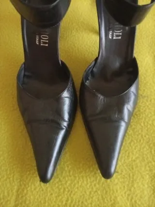 Scarpe vera pelle tacco alto vintage nere