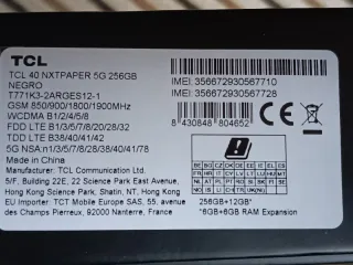 TCL 40 NXTPAPER 5G 256GB Negro Nuevo