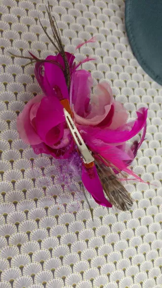 Tocado Celeste y Cia Rosa y Fucsia