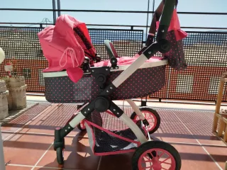 Oferta!! Carro de muñecas rosa + 2 nenucos