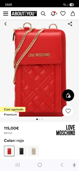 Bolso Moschino Rojo y Dorado