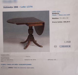 Antigua mesa de alas