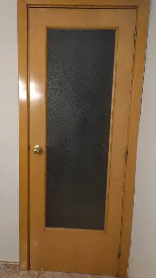 Puerta de interior de madera y cristal semi opaco
