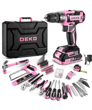 Maletín Herramientas DEKO Rosa + Taladro