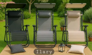 Sdraio con parasole - Beige, Nero, Grigio