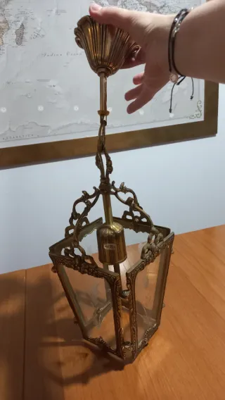 Farol de Bronce y Cristal Grabado