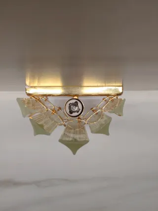 🇮🇹Aplique de pared cristal y metal dorado