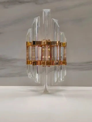🇮🇹Aplique de pared cristal y metal dorado