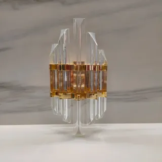 🇮🇹Aplique de pared cristal y metal dorado
