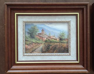 Coppia di quadri paesaggi rustici - 41x41 cm