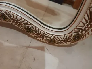 Espelho Rococó Madeira Entalhada Dourado marfim