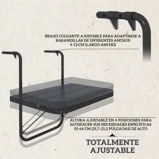 Mesa Colgante Balcón Negra