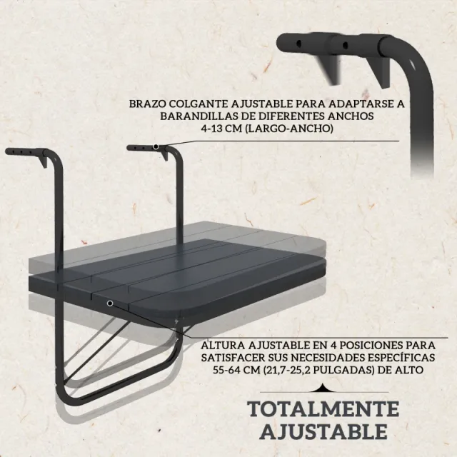 Mesa Colgante Balcón Negra