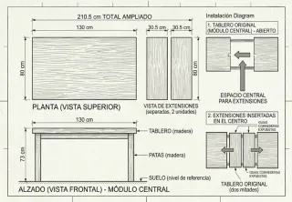 Mesa comedor madera y 4 sillas