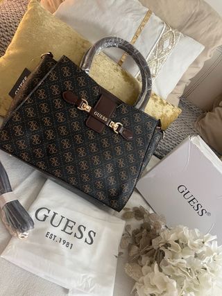 Bolso Tote Guess Marrón y Dorado