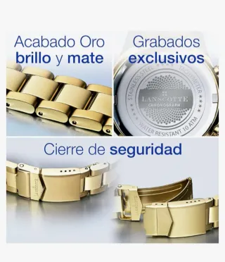 Reloj Lanscotte acabado en Oro de  1° Ley.