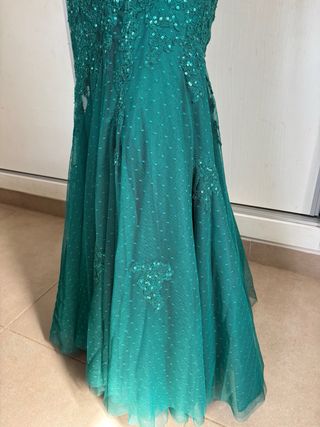 Vestido de fiesta verde sirena