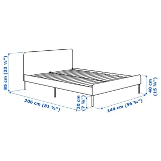 Estructura Cama Tapizada 140x200cm Gris