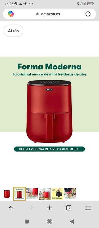 Freidora de aire Bella 3L táctil