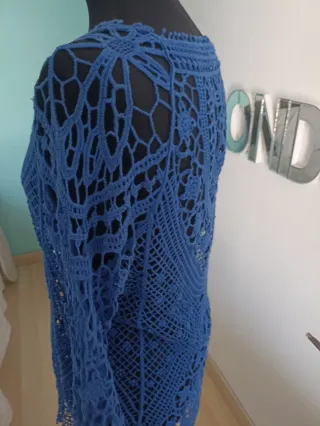 Blusa crochet azul mujer talla única