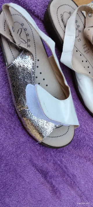 Sandali comodi n.39 oro/bianco