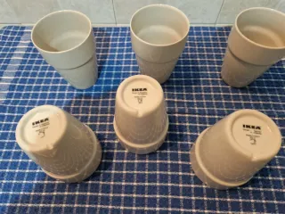 Set 6 Bicchieri Beige Ceramica