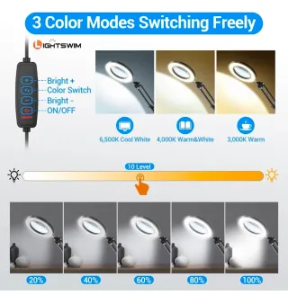 Lámpara escritorio lupa LED 10x USB