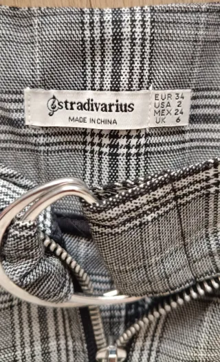 Falda cuadros gris y multicolor