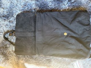 Bolso Mochila Cuero y Lona negro,