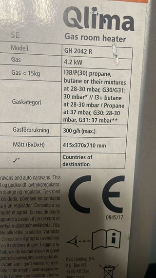 Stufa a gas Qlima GH2042R