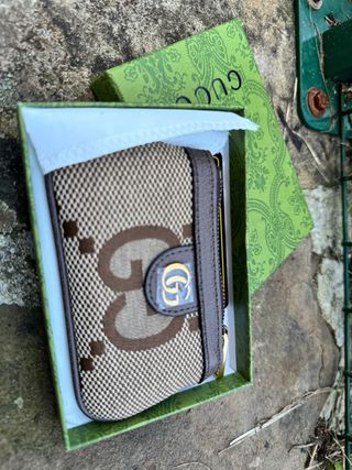 Monedero Gucci GG Beige y Marrón